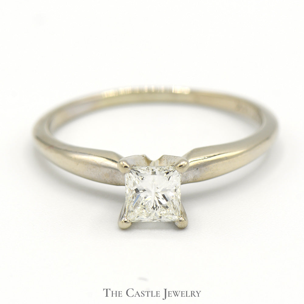 1/2ct Princess Cut Diamond Solitaire Engagement Ring in 14k White Gold