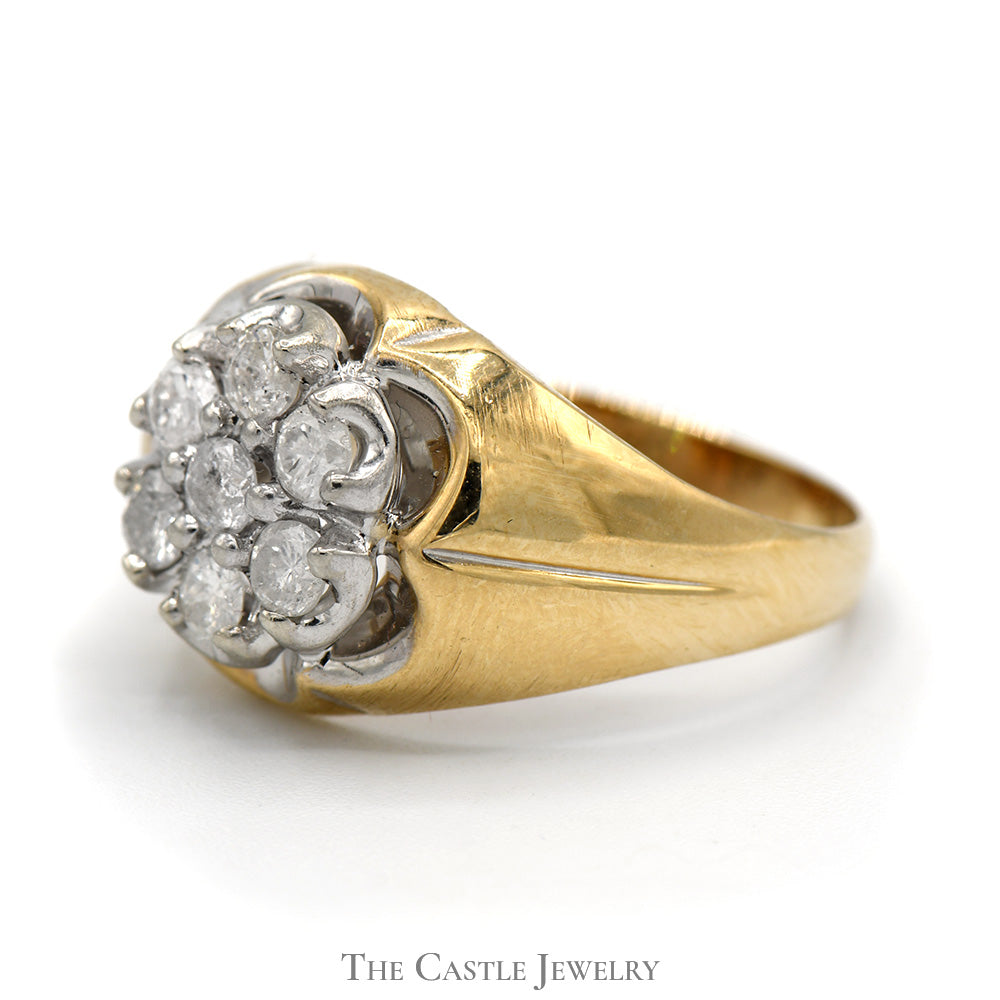 Men's 7 Diamond Cluster Ring in 10k Yellow Gold