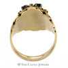 Emerald and Diamond Cluster Dome Ring with Star Design in 14k Yellow Gold - Thumbnail 2