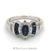 Marquise Cut Synthetic Sapphire Ring with Channel Set Synthetic Sapphire and Diamond Accents in 14k White Gold - Thumbnail 1
