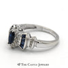 Marquise Cut Synthetic Sapphire Ring with Channel Set Synthetic Sapphire and Diamond Accents in 14k White Gold - Thumbnail 3