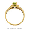 Emerald Cut Peridot Ring with Channel Set Diamond Accented Sides in 10k Yellow Gold - Thumbnail 2