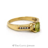 Emerald Cut Peridot Ring with Channel Set Diamond Accented Sides in 10k Yellow Gold - Thumbnail 3