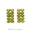 20 Stone Double Row Peridot Leverback Earrings in 14k Yellow Gold - Thumbnail 1