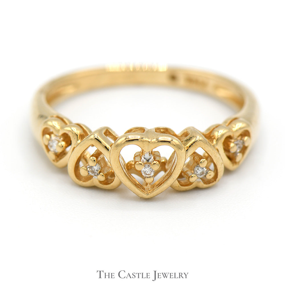 Open Heart Band with Diamond Accents in 14k Yellow Gold