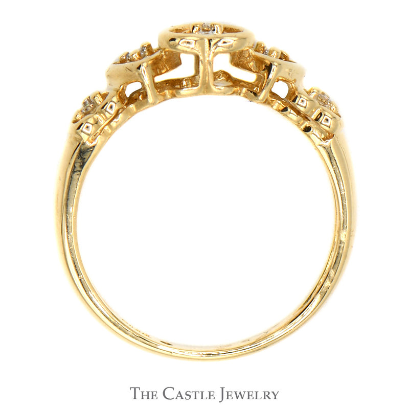 Open Heart Band with Diamond Accents in 14k Yellow Gold