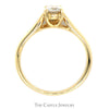 Round Moissanite Solitaire Engagement Ring in 10k Yellow Gold Cathedral Mounting - Thumbnail 2