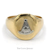 14k Two Tone Masonic Men's Signet Ring in Yellow and White Gold - Thumbnail 1