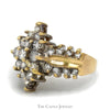 Marquise Shaped Diamond Cluster Ring in Diamond Accented Concaved 14k Yellow Gold Setting - Thumbnail 2