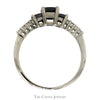 Princess Cut Black Diamond Three Stone Engagement Ring with White Diamond Accents in 10k White Gold - Thumbnail 2