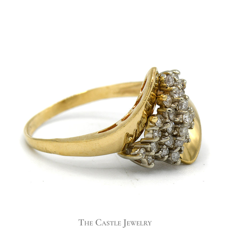 .38cttw Diamond Waterfall Cluster Ring in Bypass Designed 14k Yellow Gold Mounting