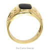 Men's Cushion Cut Black Onyx Ring with Scroll Designed 10k Yellow Gold Mounting - Thumbnail 2