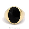 Oval Cut Black Onyx Signet Ring in 10k Yellow Gold Tapered Mounting - Thumbnail 1