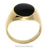 Oval Cut Black Onyx Signet Ring in 10k Yellow Gold Tapered Mounting - Thumbnail 2