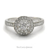 Round Shaped Diamond Cluster Ring with Diamond Halo and Accents in 14k White Gold - Thumbnail 1