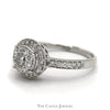 Round Shaped Diamond Cluster Ring with Diamond Halo and Accents in 14k White Gold - Thumbnail 4
