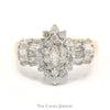 Marquise Shaped 1cttw Diamond Cluster Ring with Baguette Accents in 10k Yellow Gold - Thumbnail 1