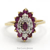 Marquise Shaped Ruby and Diamond Cluster Ring in 10k Yellow Gold - Thumbnail 1