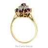 Marquise Shaped Ruby and Diamond Cluster Ring in 10k Yellow Gold - Thumbnail 2