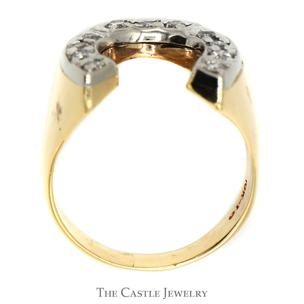 1/2cttw Round Diamond Horseshoe Ring in 10k Yellow Gold Tapered Mounting