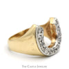 1/2cttw Round Diamond Horseshoe Ring in 10k Yellow Gold Tapered Mounting - Thumbnail 3