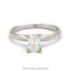 Oval Cut Diamond Solitaire Engagement Ring in 14k White Gold Tiffany Mounting - Thumbnail 1