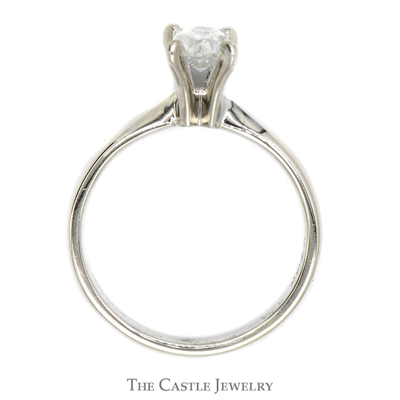 Oval Cut Diamond Solitaire Engagement Ring in 14k White Gold Tiffany Mounting