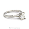 Oval Cut Diamond Solitaire Engagement Ring in 14k White Gold Tiffany Mounting - Thumbnail 3
