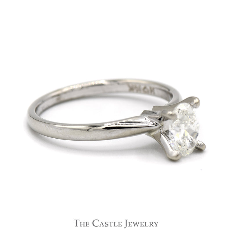Oval Cut Diamond Solitaire Engagement Ring in 14k White Gold Tiffany Mounting