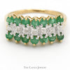 Emerald and Diamond Cluster Band in 10k Yellow Gold - Thumbnail 1
