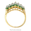 Emerald and Diamond Cluster Band in 10k Yellow Gold - Thumbnail 2