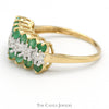 Emerald and Diamond Cluster Band in 10k Yellow Gold - Thumbnail 3