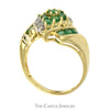 Emerald Cluster Ring with Diamond Accents in 10k Yellow Gold - Thumbnail 2