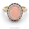 Oval Pink Opal Ring with Diamond and Amethyst Halo & Accents in 14k Yellow Gold - Thumbnail 1