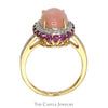 Oval Pink Opal Ring with Diamond and Amethyst Halo & Accents in 14k Yellow Gold - Thumbnail 2