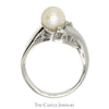 6.5mm Pearl Ring with Diamond Accent in 14k White Gold - Thumbnail 2