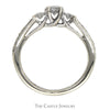 1/2cttw Three Stone Diamond Engagement Ring with Diamond Accents in 14k White Gold - Thumbnail 2