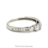 1/2cttw Three Stone Diamond Engagement Ring with Diamond Accents in 14k White Gold - Thumbnail 3