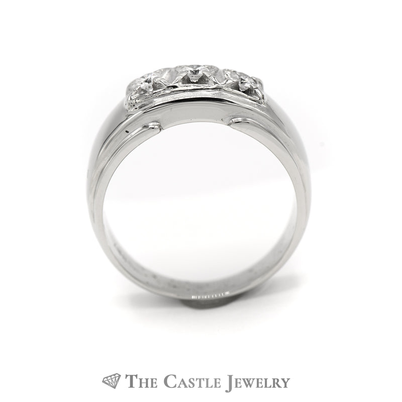 Men's 3 Diamond Ring in 14k White Gold