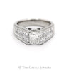 Emerald Cut Diamond Solitaire with Channel Set Princess Cut Diamond Accents in 18k White Gold - Thumbnail 1