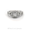 1cttw Diamond Engagement Ring with Double Halo & Accents in 14k White Gold - Thumbnail 1