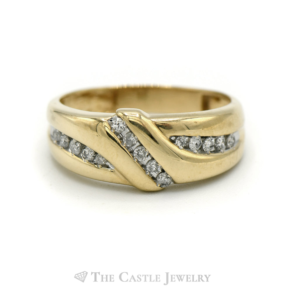 .25CTTW Gent's 3 Diamond Row Ring in 10KT Yellow Gold