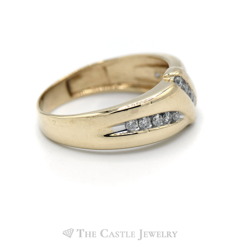 .25CTTW Gent's 3 Diamond Row Ring in 10KT Yellow Gold
