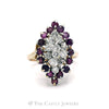 Marquise Shaped Ruby and Diamond Cluster Ring in 14KT Yellow Gold - Thumbnail 1