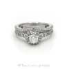 Round Diamond Bridal Set with Diamond Halo & Accents in 14k White Gold - Thumbnail 1