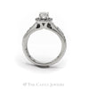 Round Diamond Bridal Set with Diamond Halo & Accents in 14k White Gold - Thumbnail 2