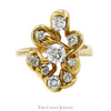 1cttw Freeform Diamond Cluster Ring in 14k Yellow Gold - Thumbnail 1