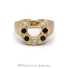 Gent's Sapphire and Diamond Horseshoe Ring in 10KT Yellow Gold - Thumbnail 1