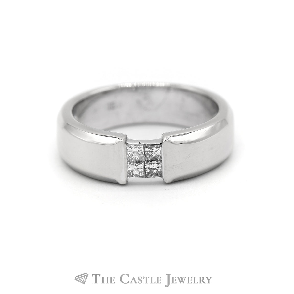 Gent's .25CTTW Princess Cut Diamond Band in 18KT White Gold