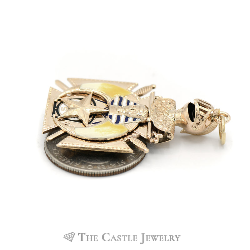 Double Sides Masonic Pendant in 14KT Yellow Gold